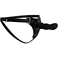 Venize - Consolador con correa de nailon ajustable (S-XXL) y consolador de silicona ondulado- color negro